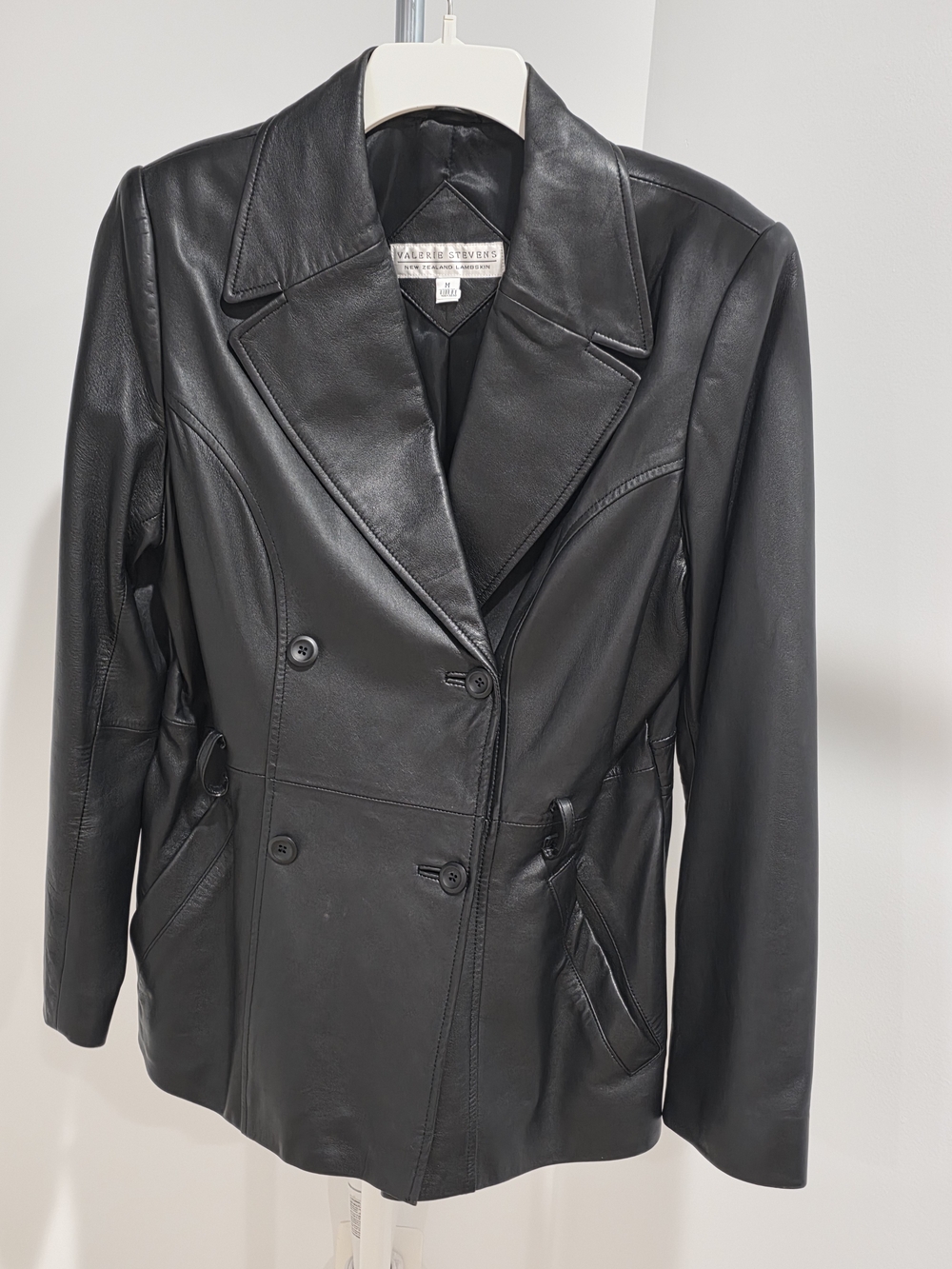 Valerie Stevens New Zealand Lambskin Black Leather Blazer Jacket M